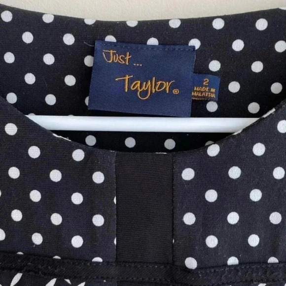Just…Taylor Black and White Print A-Line Dress, Polka Dot Floral Dress, Size 2 - Picture 6 of 16
